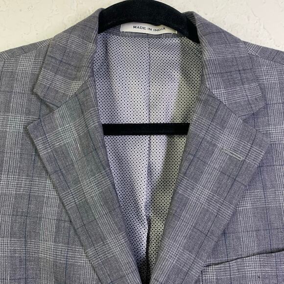 JOSEPH ABBOUD Blazer Sport Coat Jacket Linen Tailored Fit Plaid 2 Button 37 Reg - Picture 3 of 15